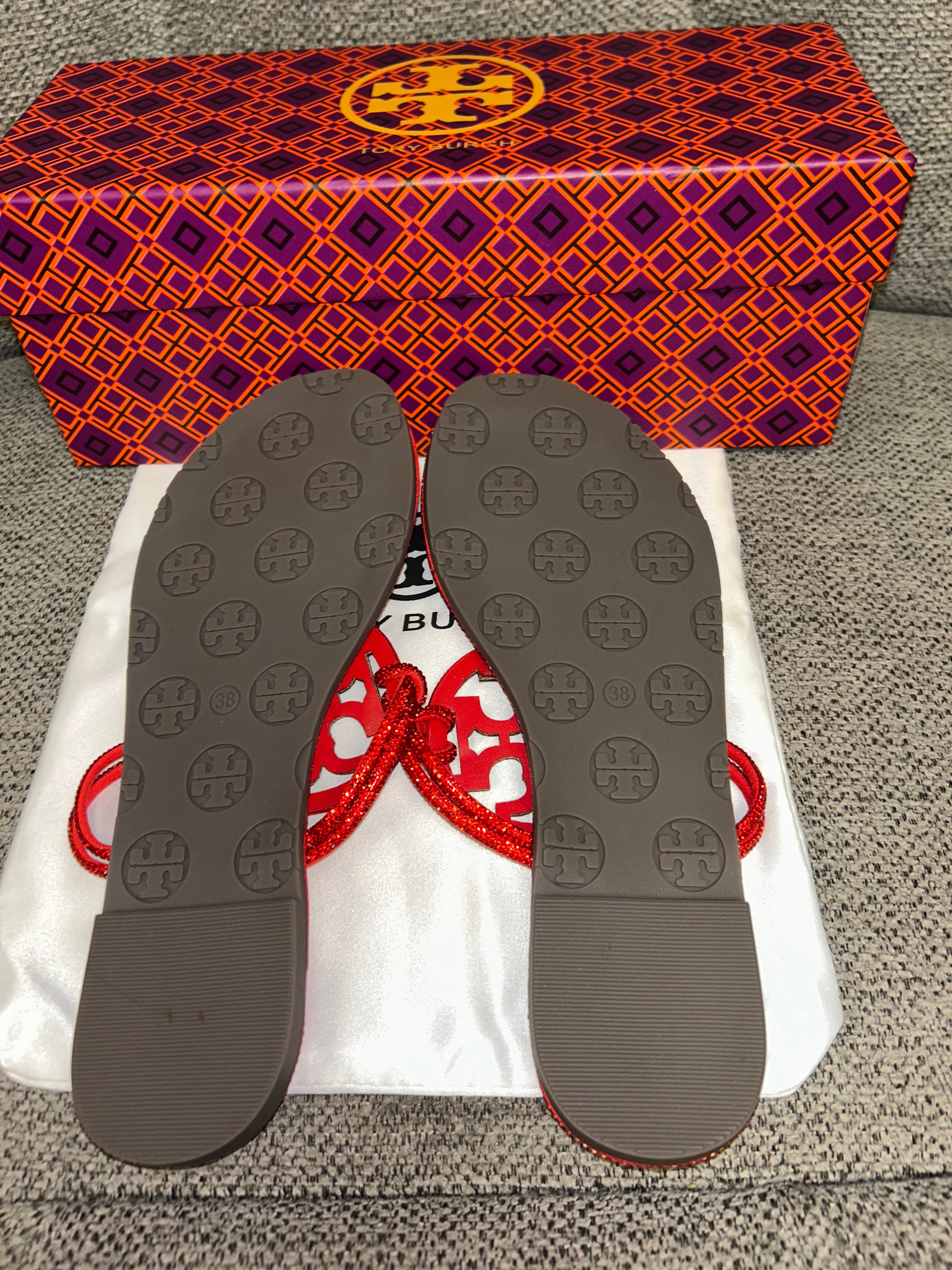Red Tory Burch bling sandals
